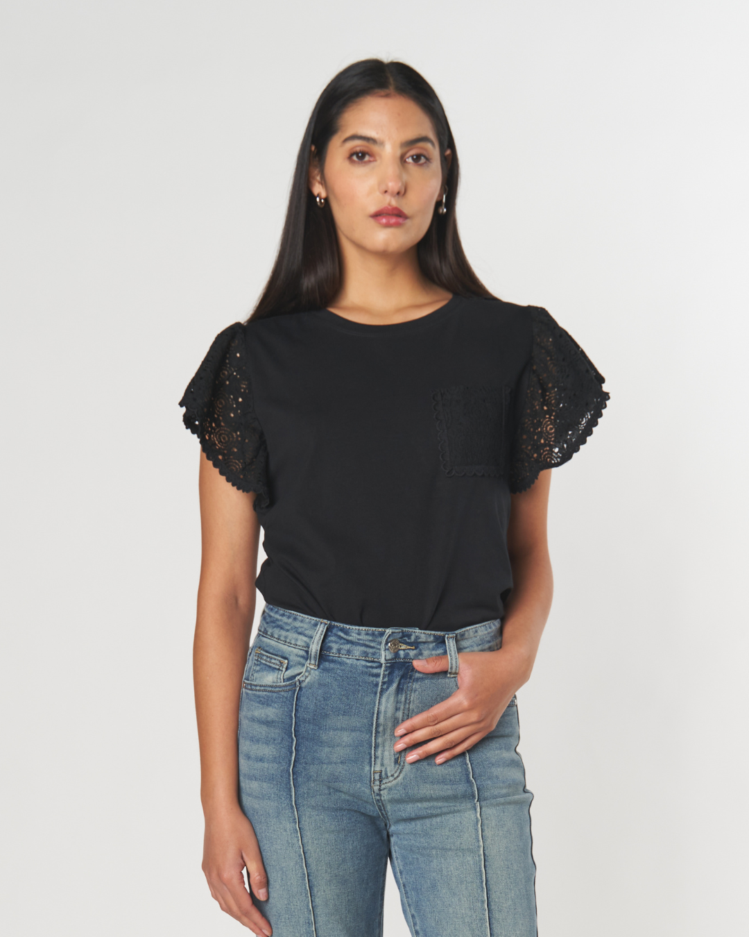 Polera Manga Broderie