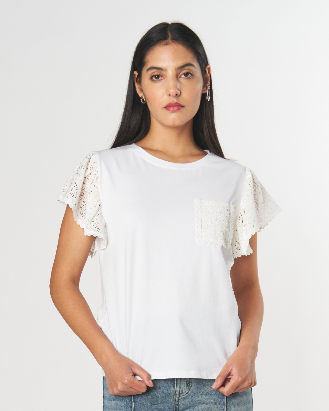 Polera Manga Broderie