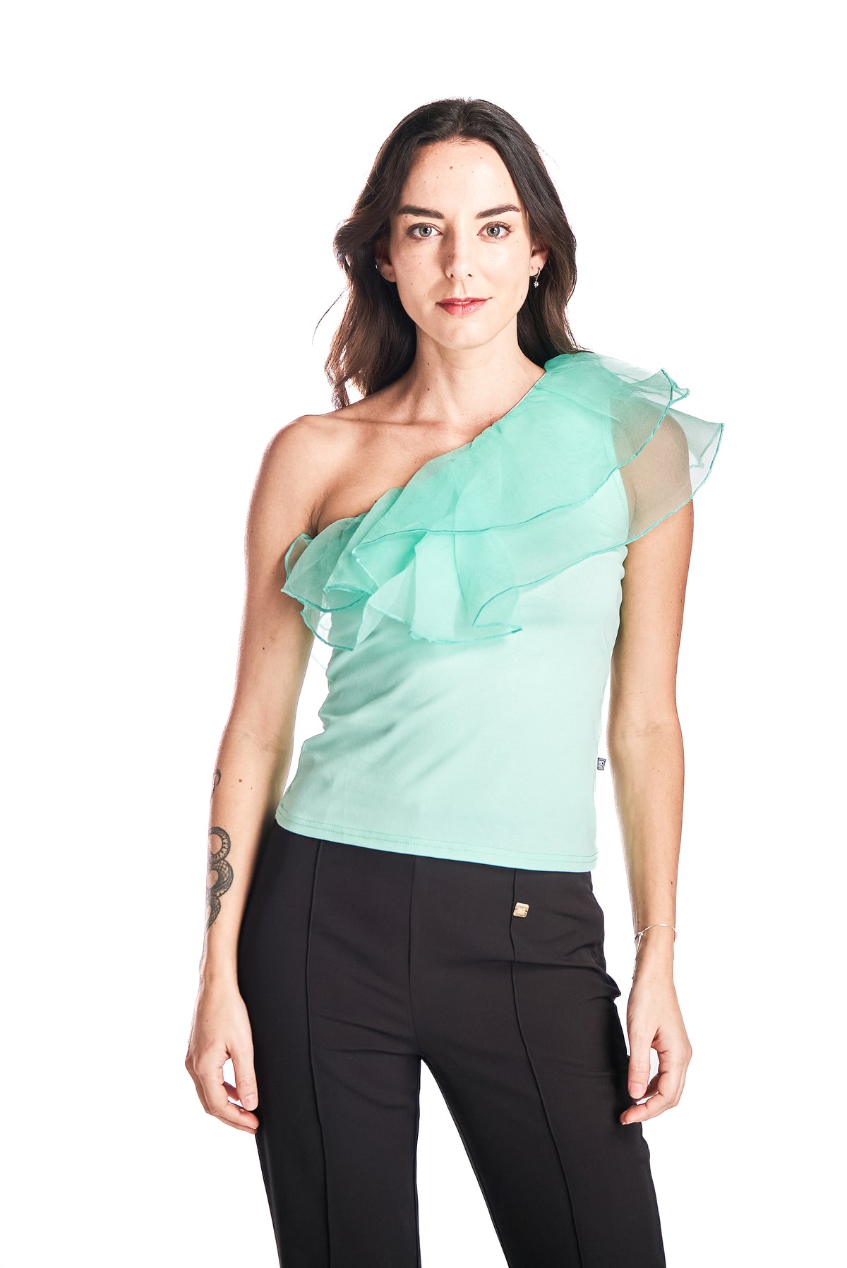 Top Un Hombro Organza