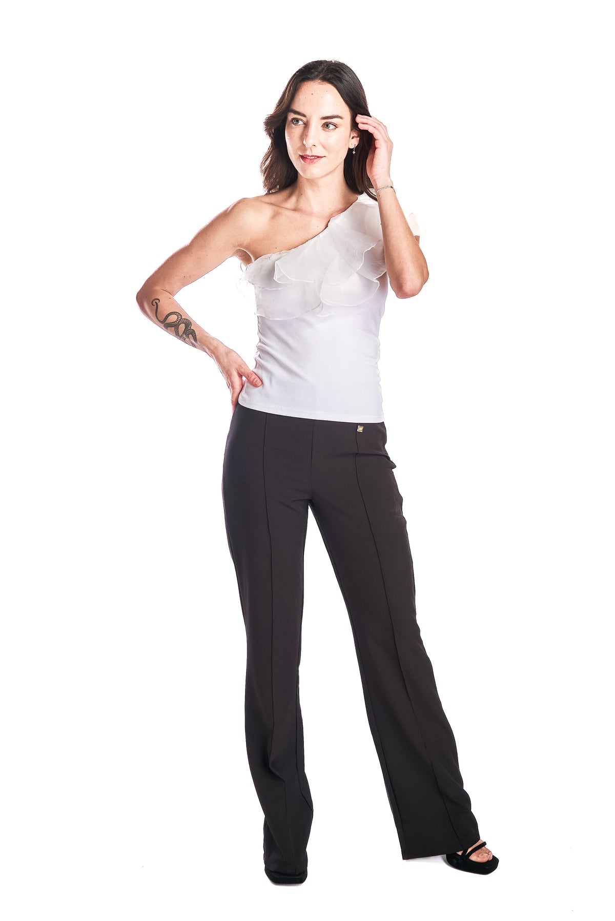 Top Un Hombro Organza