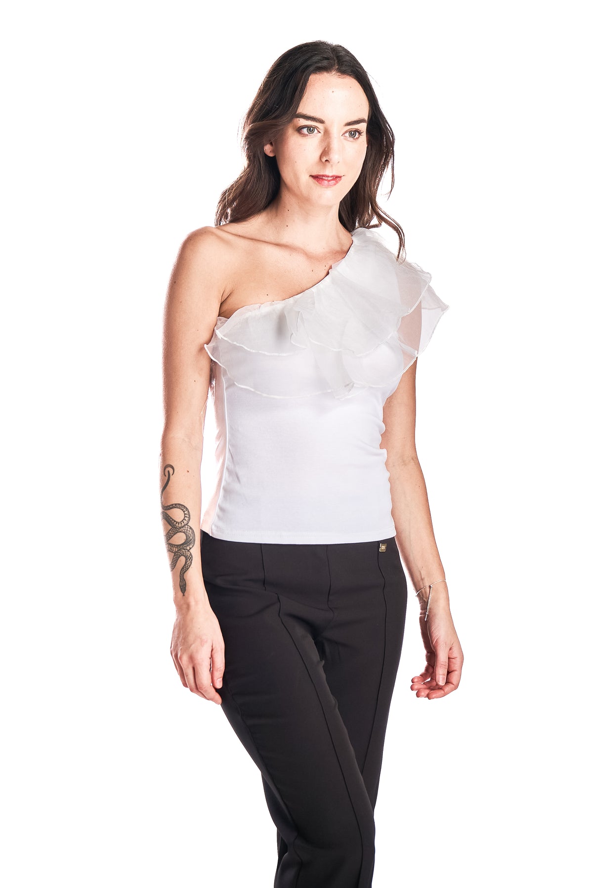 Top Un Hombro Organza