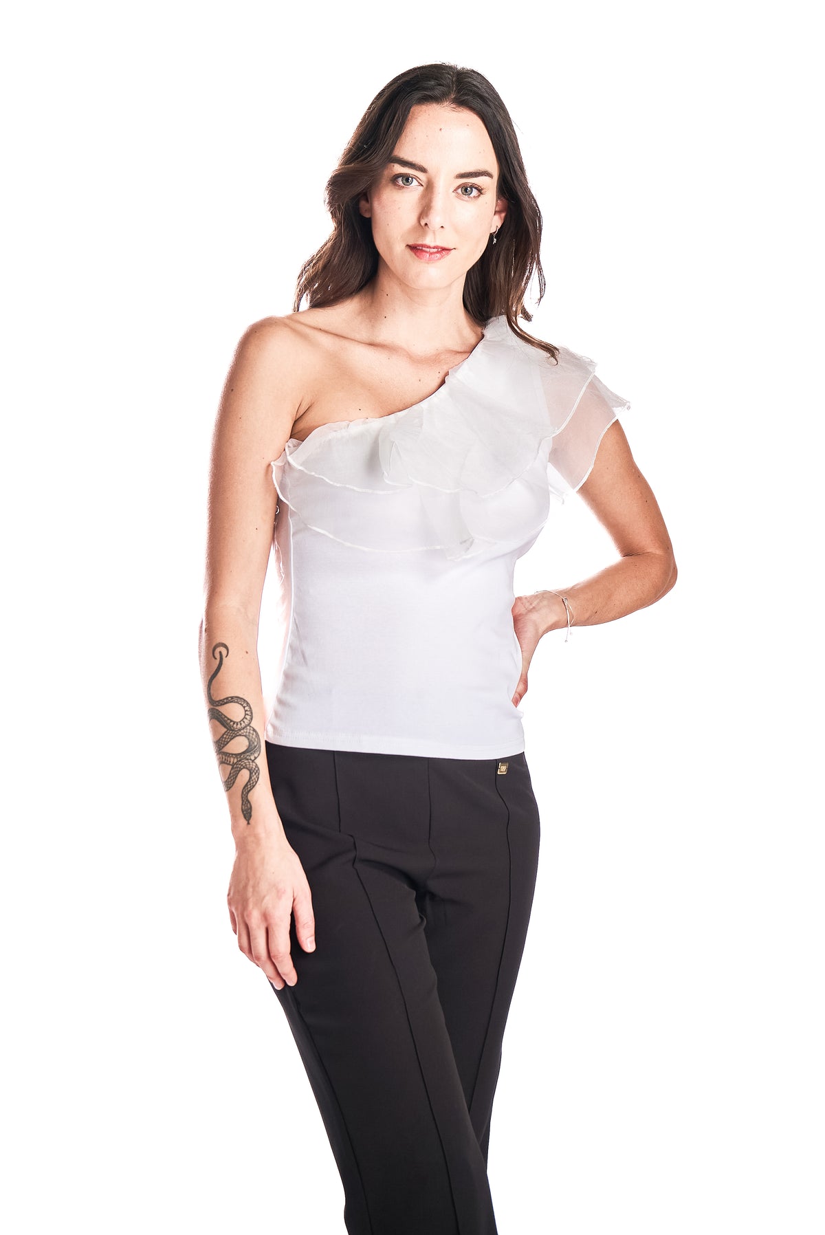Top Un Hombro Organza