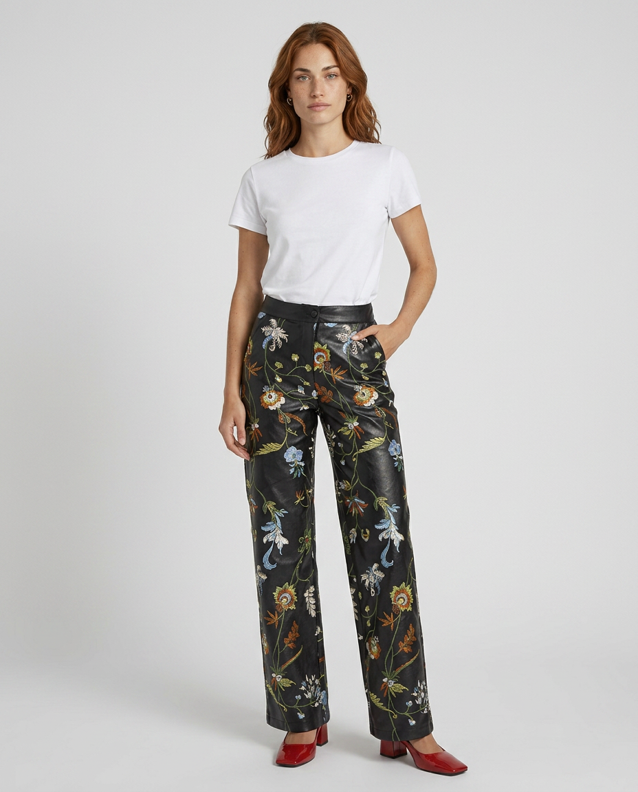 PANTALON ECOPELLE BORDADO