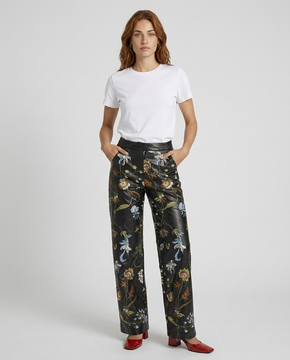 PANTALON ECOPELLE BORDADO