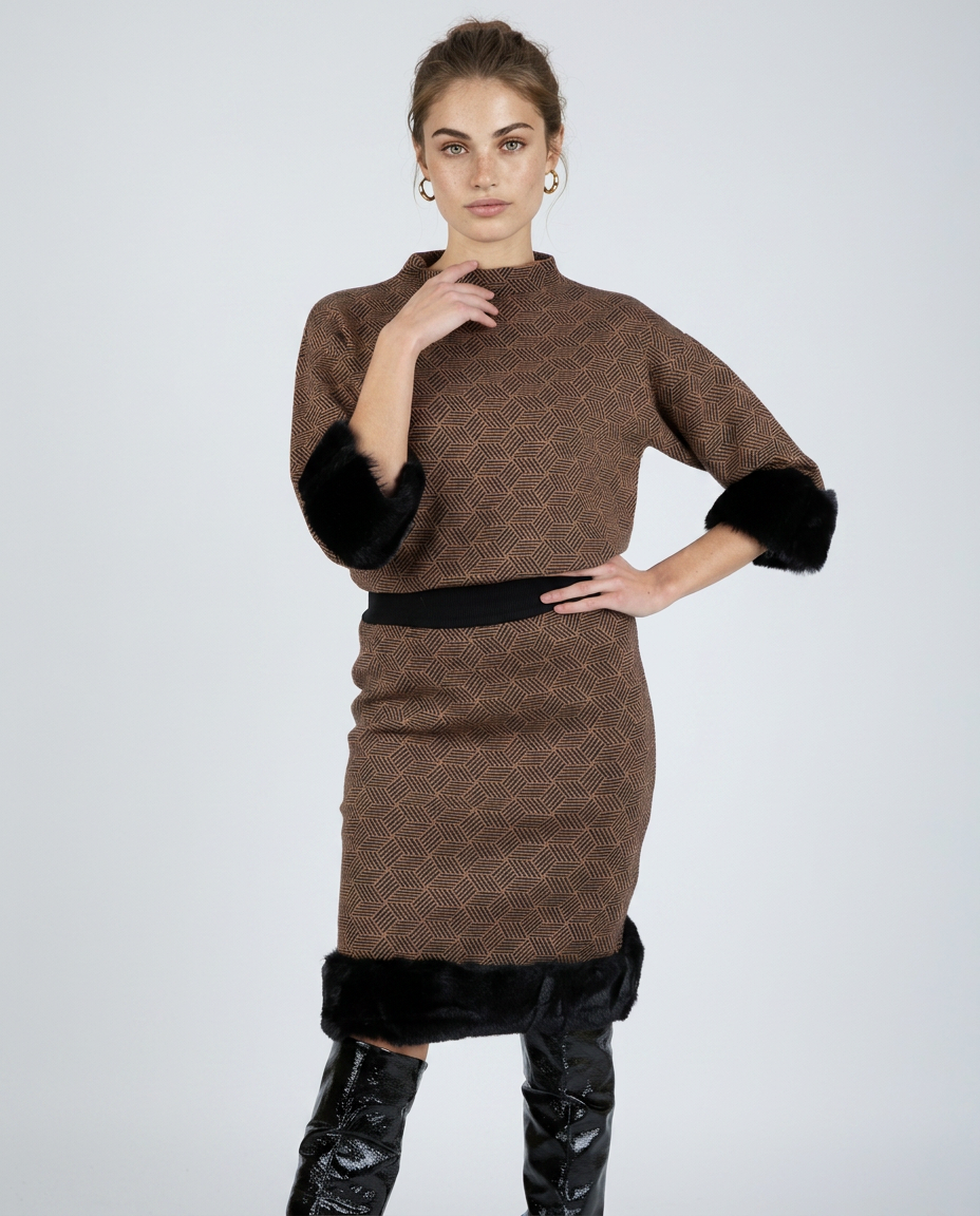 CONJUNTO FALDA APLICACIÓN PIEL
