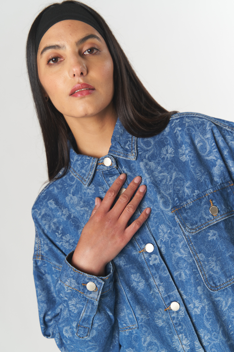 Camisa Jeans Jacquard