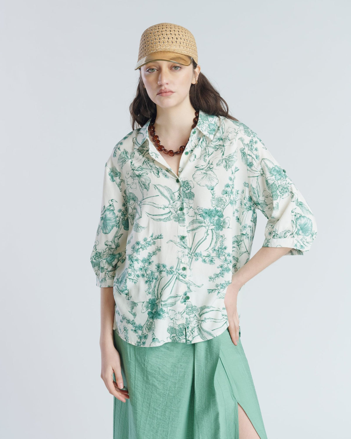 Blusa de Viscosa estampada Giardino Retro manga 3/4