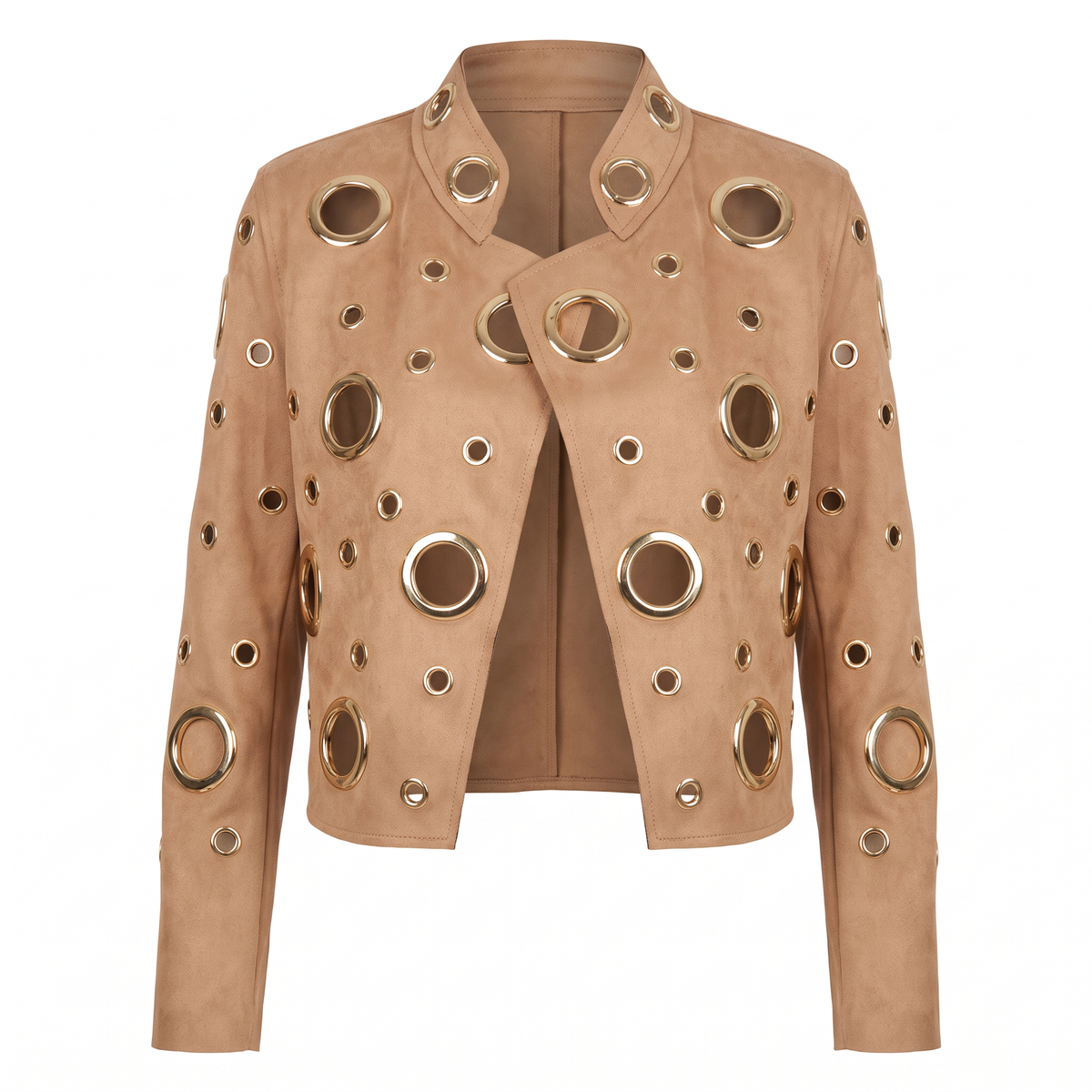 Chaqueta Ojetillos Camel - foto producto fondo blanco