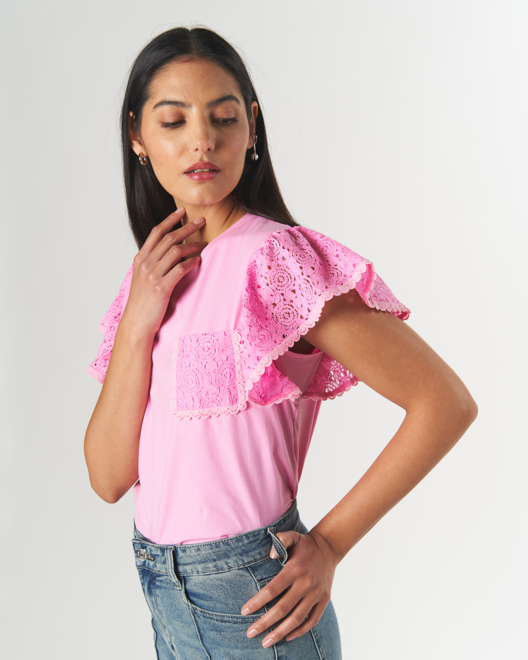 Polera Manga Broderie