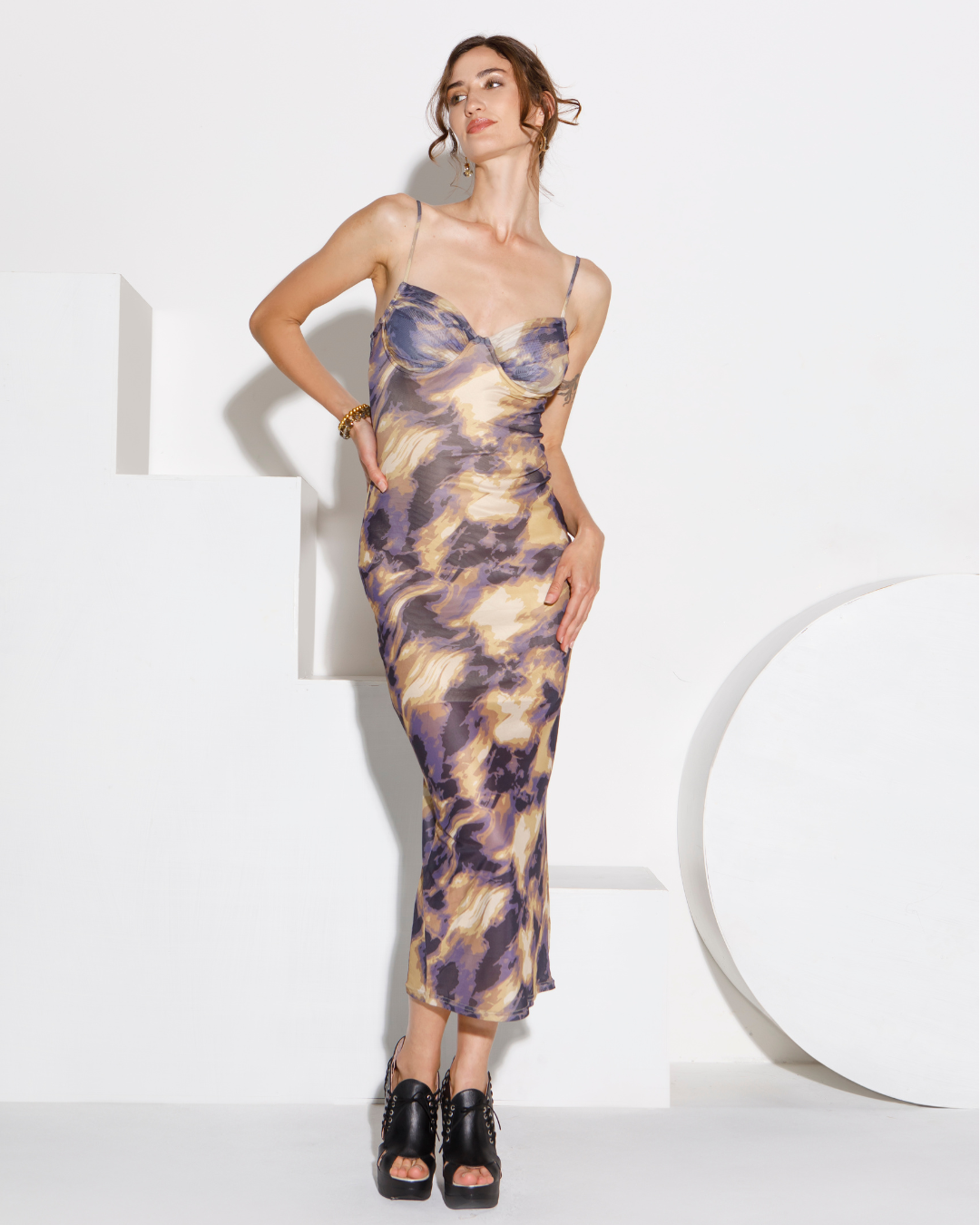 Vestido Tubo Malla Maculato