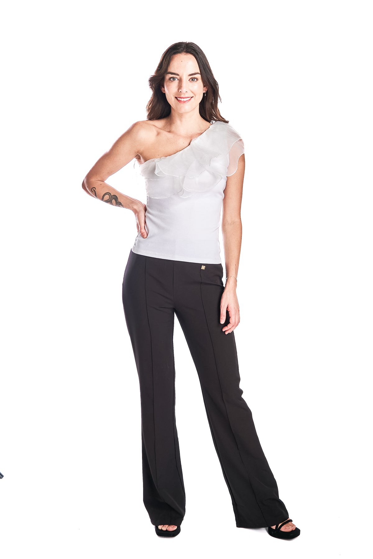 Top Un Hombro Organza
