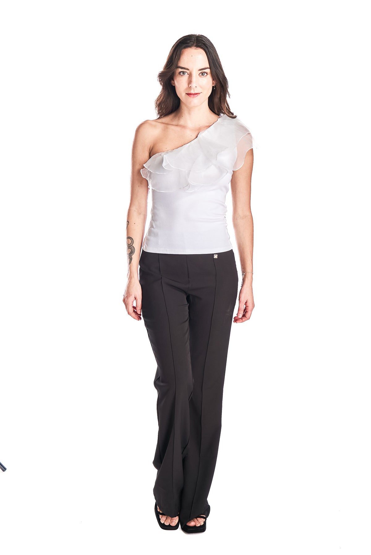 Top Un Hombro Organza