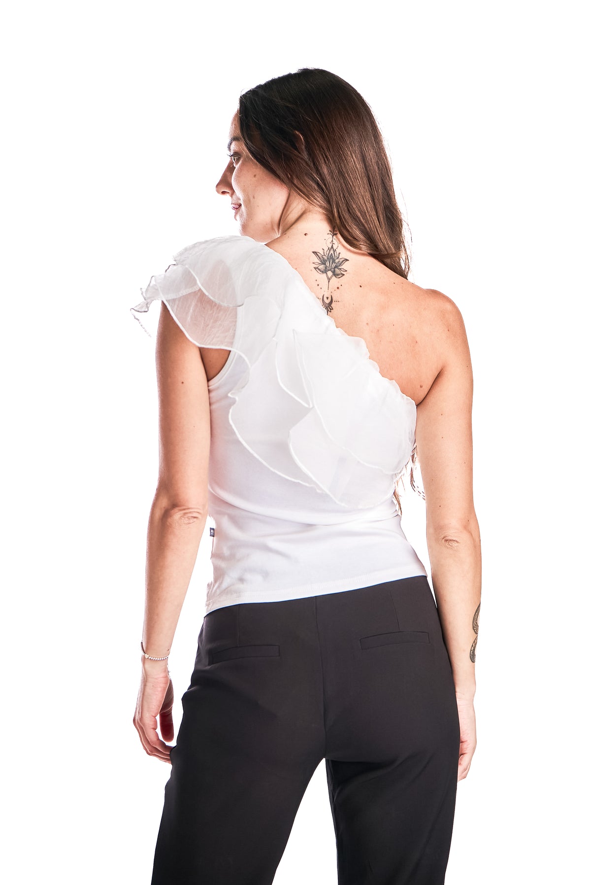 Top Un Hombro Organza