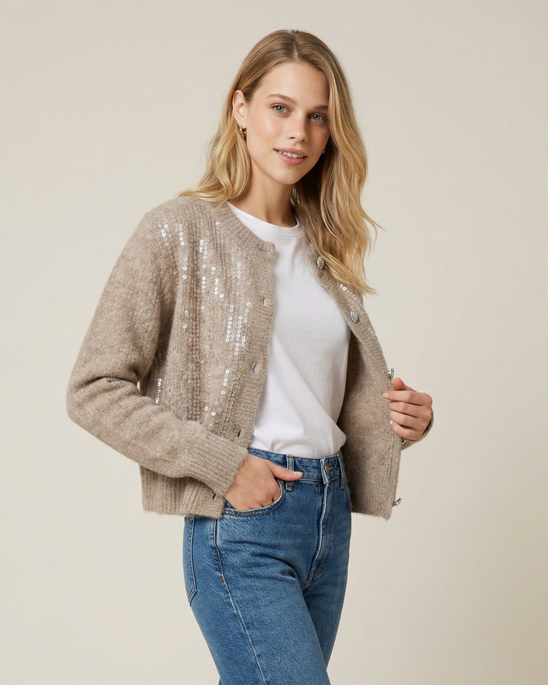 TEJIDO CARDIGAN LENTEJUELA SOLID