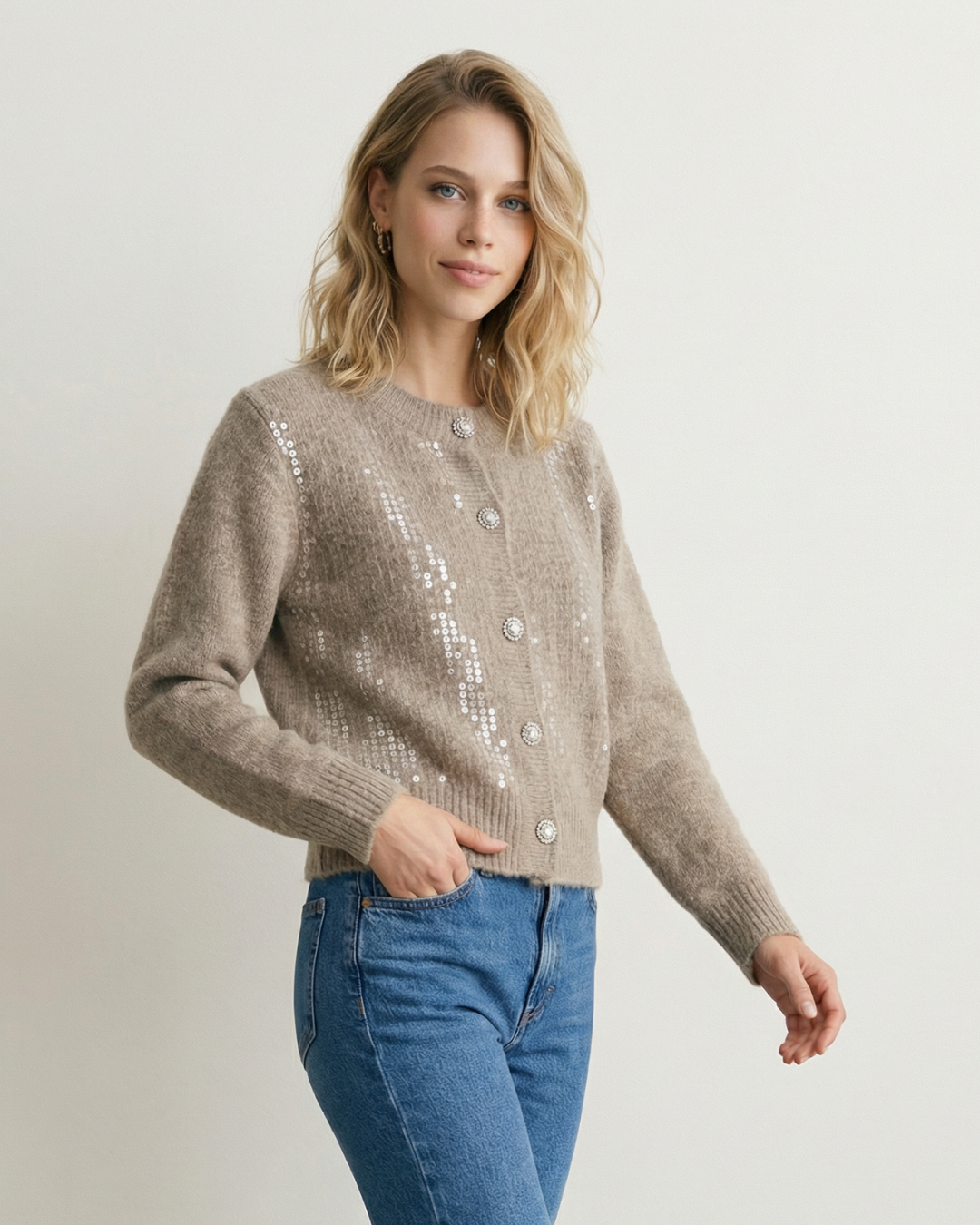 TEJIDO CARDIGAN LENTEJUELA SOLID