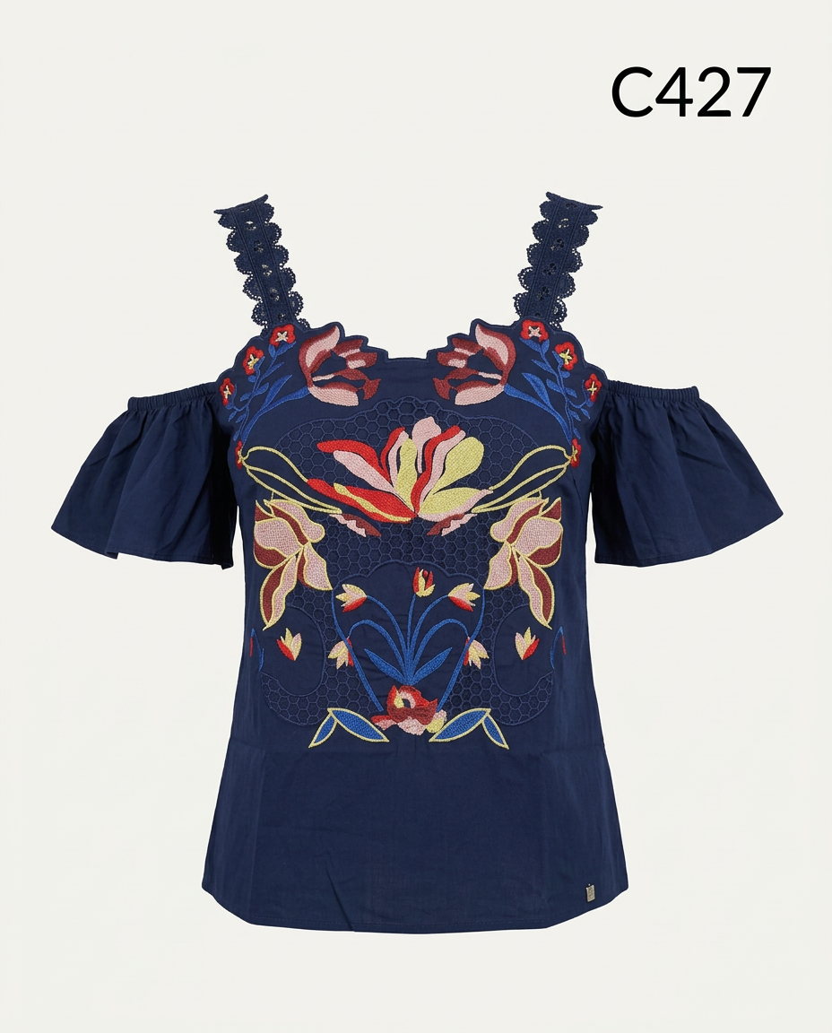 C427-TOP RICAMO