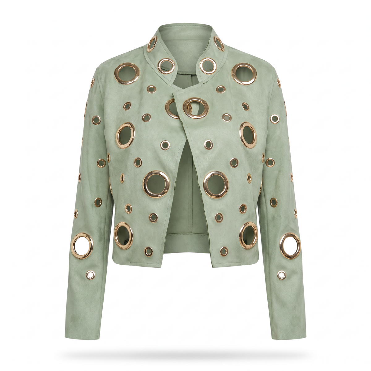 Chaqueta Ojetillos Verde Menta - foto producto fondo blanco